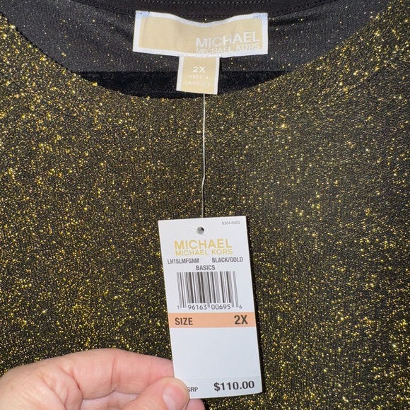Michael Kors Gold Glitter Women's Top- 2X - New w/tags - Picture 2 of 4